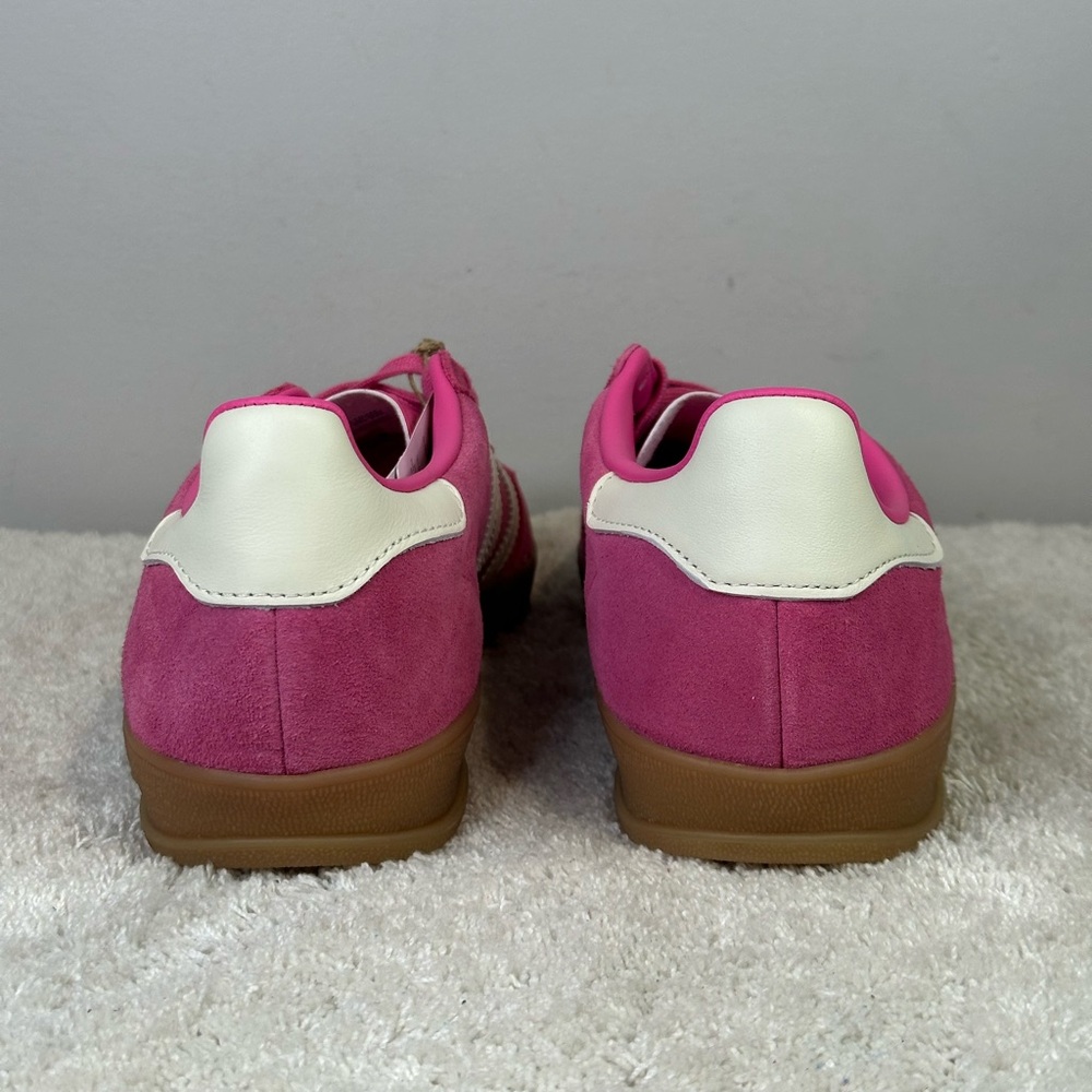adidas Gazelle Hot Pink and White Suede Sneakers - Picture 3 of 9